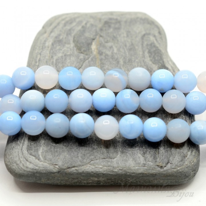 Голубой агат(сапфирин), 8мм, 10 штук