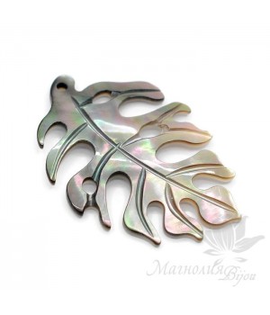 ПОДВЕСКА "Лист монстеры", черный перламутр