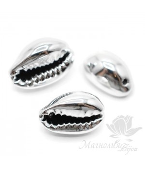 Ракушка Каури натуральная 14~16 : 8~9мм, цвет платина