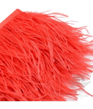 Перья страуса на ленте  Red, 10см