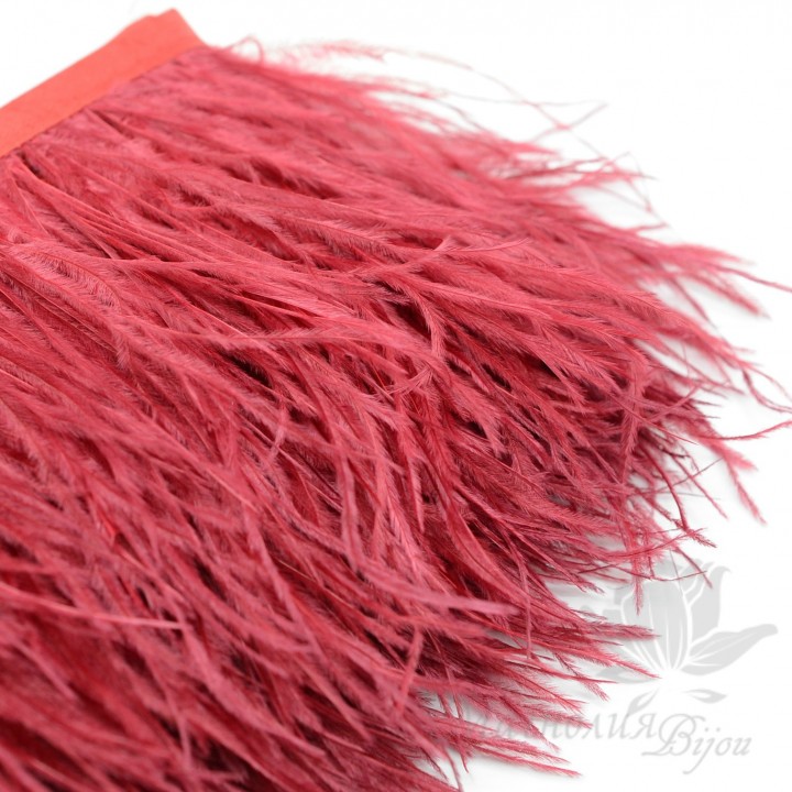 Перья страуса на ленте  Burgundy, 10см