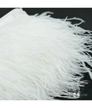 Перья страуса на ленте White, 10см