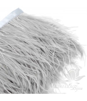 Перья страуса на ленте  Grey, 10см