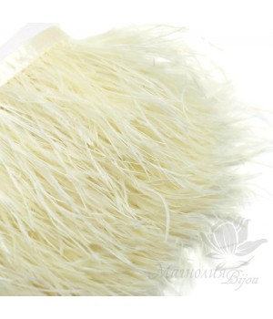 Перья страуса на ленте  Ivory, 10см