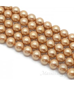 Жемчуг Майорка, темно-золотистый 10мм, полная нить(40 бусин)