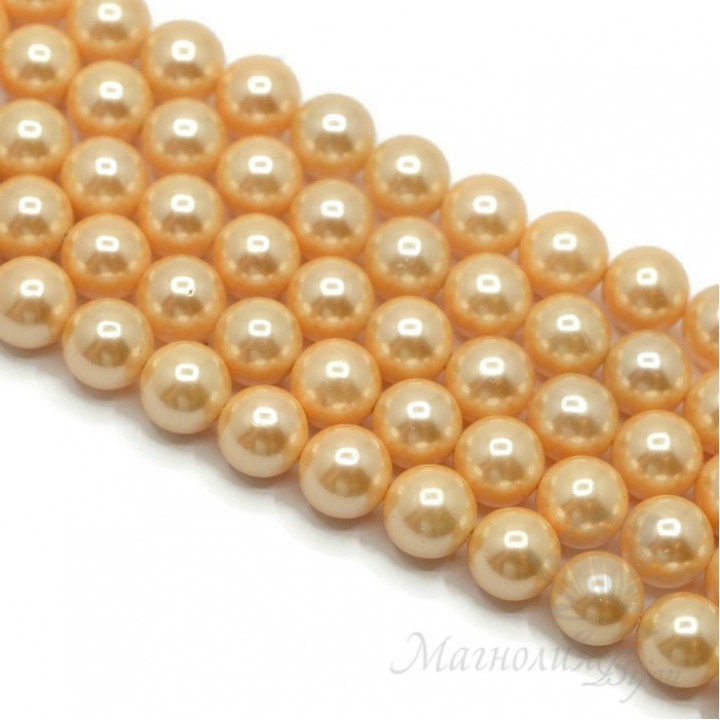 Жемчуг Майорка, золотистый 10мм, полная нить(40 бусин)