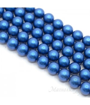 Жемчуг Майорка, королевский синий 10мм, полная нить(40 бусин)