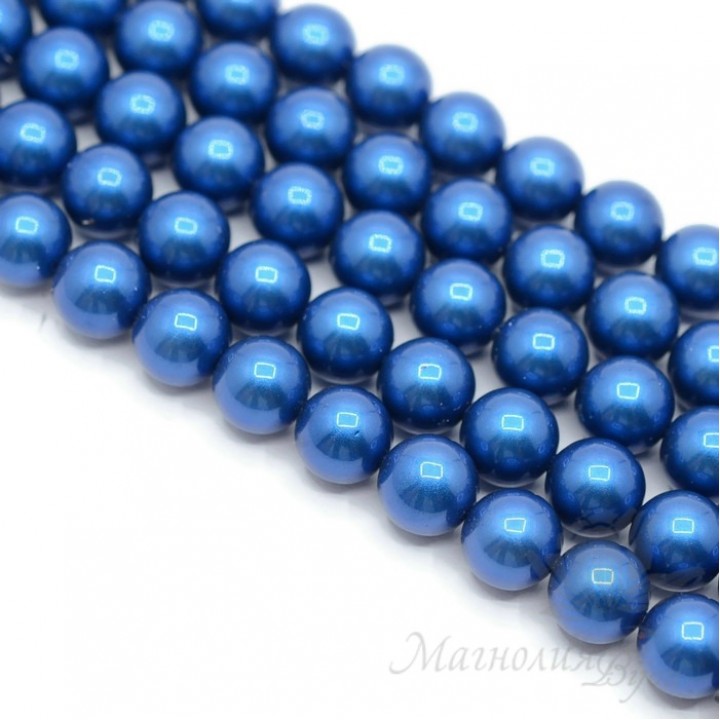 Жемчуг Майорка, королевский синий 10мм, полная нить(40 бусин)