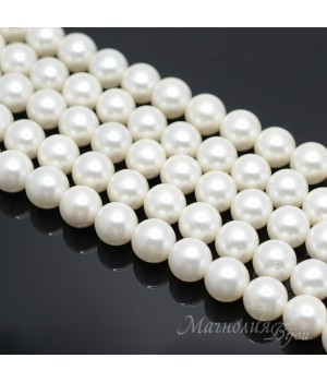 Жемчуг Майорка, белый 10мм, полная нить(40 бусин)