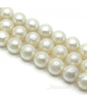Жемчуг Майорка ivory фактурный 14мм, полная нить(28 бусин)