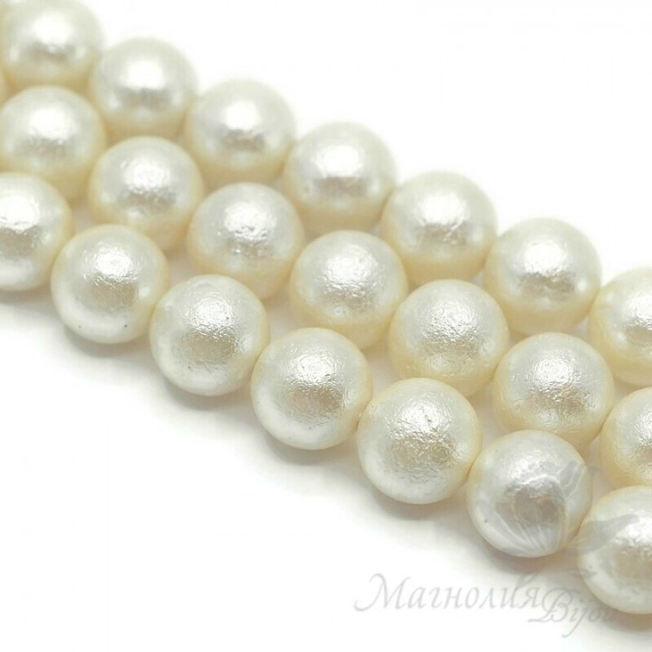 Жемчуг Майорка ivory фактурный 14мм, полная нить(28 бусин)