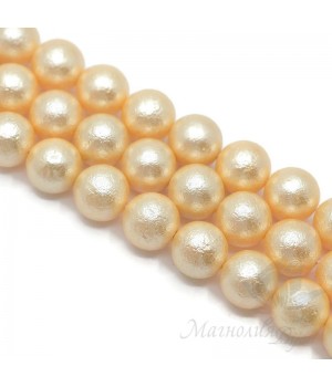 Жемчуг Майорка золотистый фактурный 14мм, полная нить(28 бусин)