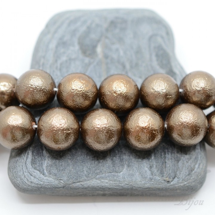 Жемчуг Майорка кофейный фактурный 14мм, 2 штуки