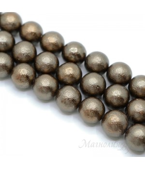 Жемчуг Майорка кофейный фактурный 14мм, полная нить(28 бусин)