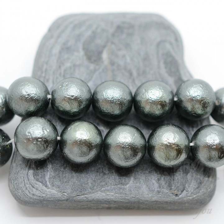 Жемчуг Майорка темно-серый фактурный 14мм, 2 штуки