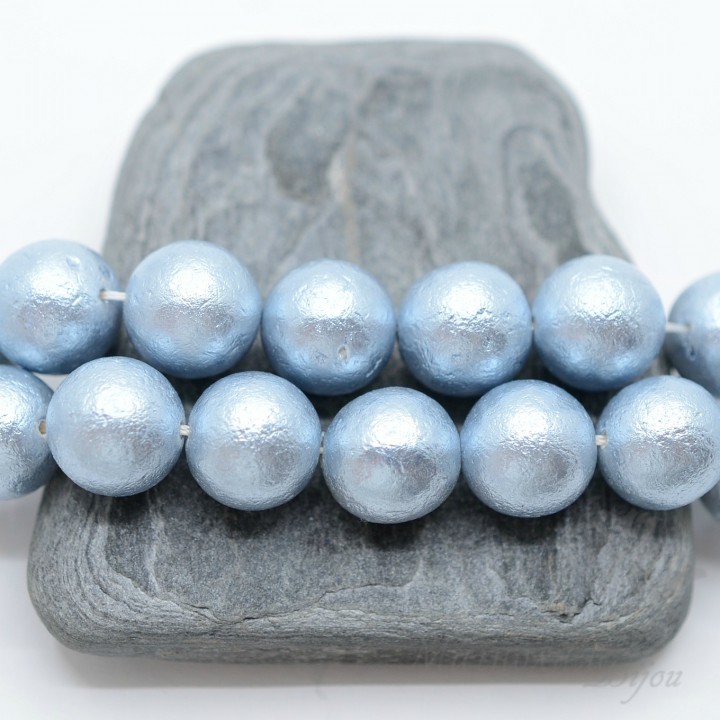 Жемчуг Майорка голубой фактурный 14мм, 2 штуки