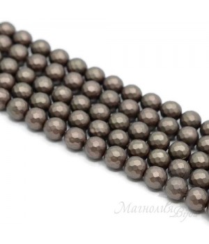 ЖЕМЧУГ Майорка, граненый 8мм, цвет "coffe", полная нить(50 бусин)