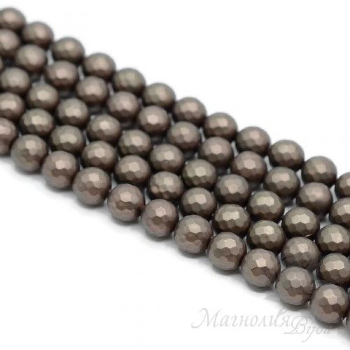 ЖЕМЧУГ Майорка, граненый 8мм, цвет "coffe", полная нить(50 бусин)