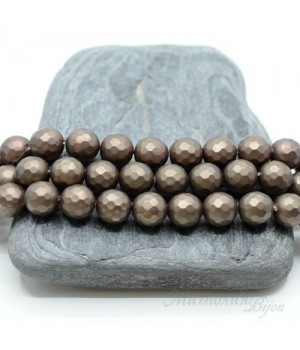 ЖЕМЧУГ Майорка, граненый 8мм, цвет "coffe", 10 штук