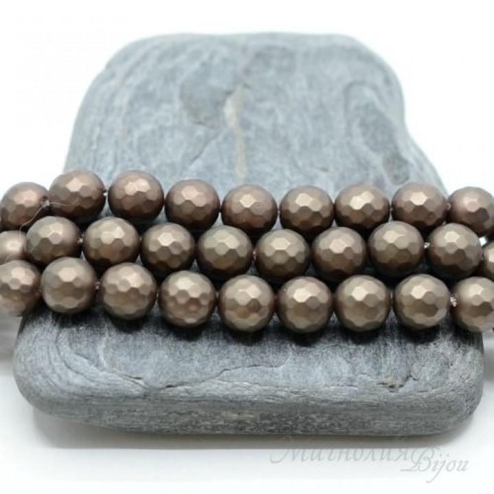 ЖЕМЧУГ Майорка, граненый 8мм, цвет "coffe", 10 штук