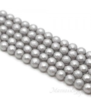 ЖЕМЧУГ Майорка, граненый 8мм, цвет "light grey", полная нить(50 бусин)