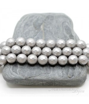 ЖЕМЧУГ Майорка, граненый 8мм, цвет "light grey", 10 штук