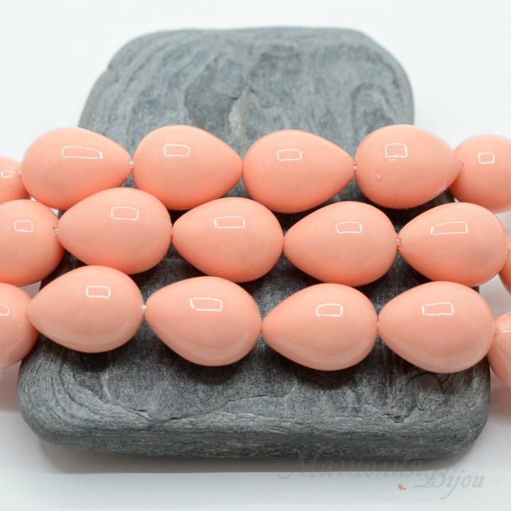 Жемчуг Майорка 12 : 16мм капля, лососевый