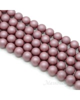 Tira de 40 cuentas de perla de concha 10mm, color rosa ceniza satén mate