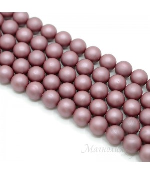 Жемчуг Майорка 10мм пепельная роза матовый сатин, полная нить(40 бусин)