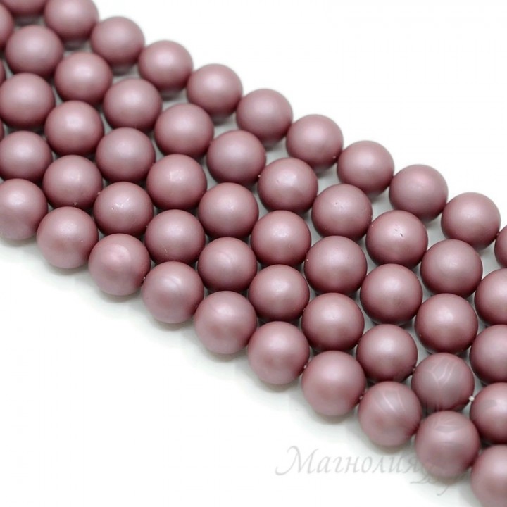 Жемчуг Майорка 10мм пепельная роза матовый сатин, полная нить(40 бусин)