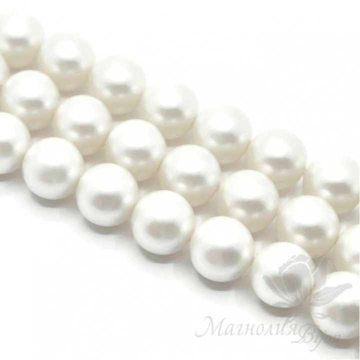 Жемчуг Майорка, белый 14мм, полная нить(28 бусин)