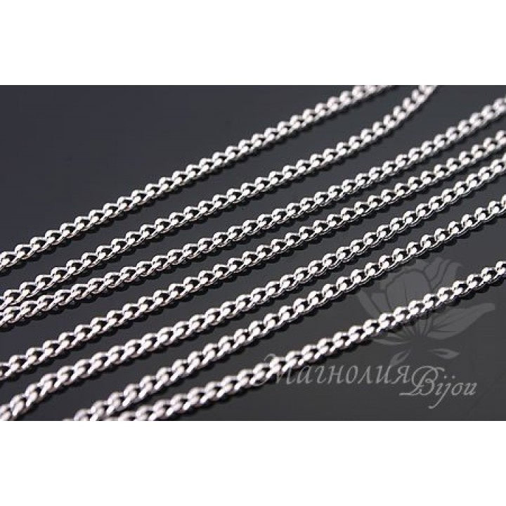 Цепочка «Панцирная 0.4 : 1.2мм» 50см, родиевое покрытие