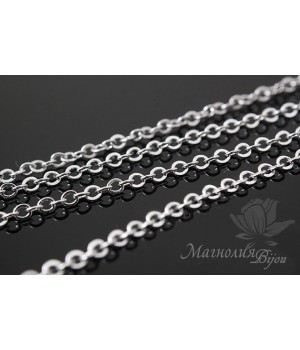 Цепочка "Якорная 1,5 : 2мм" 50см, родиевое покрытие