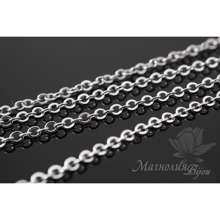 Цепочка "Якорная 1,5 : 2мм" 50см, родиевое покрытие