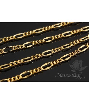 ЦЕПОЧКА "Фигаро" 50см, позолота 16 карат