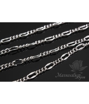ЦЕПОЧКА "Фигаро" 50см, родиевое покрытие