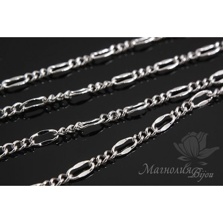 ЦЕПОЧКА "Фигаро" 50см, родиевое покрытие