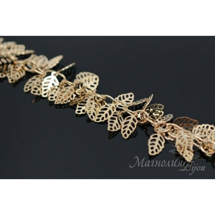 ЦЕПОЧКА с подвесками "Мини-листик", позолота 16 карат