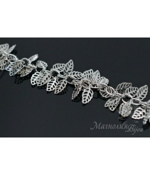 ЦЕПОЧКА с подвесками "Мини-листик", родиевое покрытие