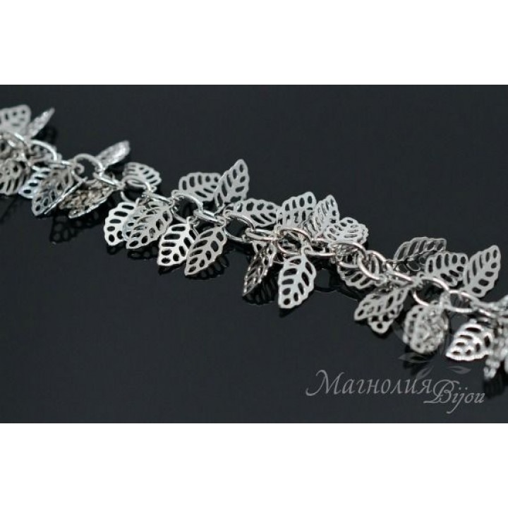 ЦЕПОЧКА с подвесками "Мини-листик", родиевое покрытие