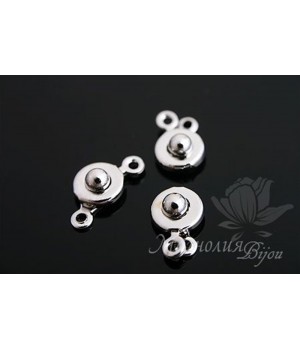 Замочек-кнопка 7мм, родиевое покрытие