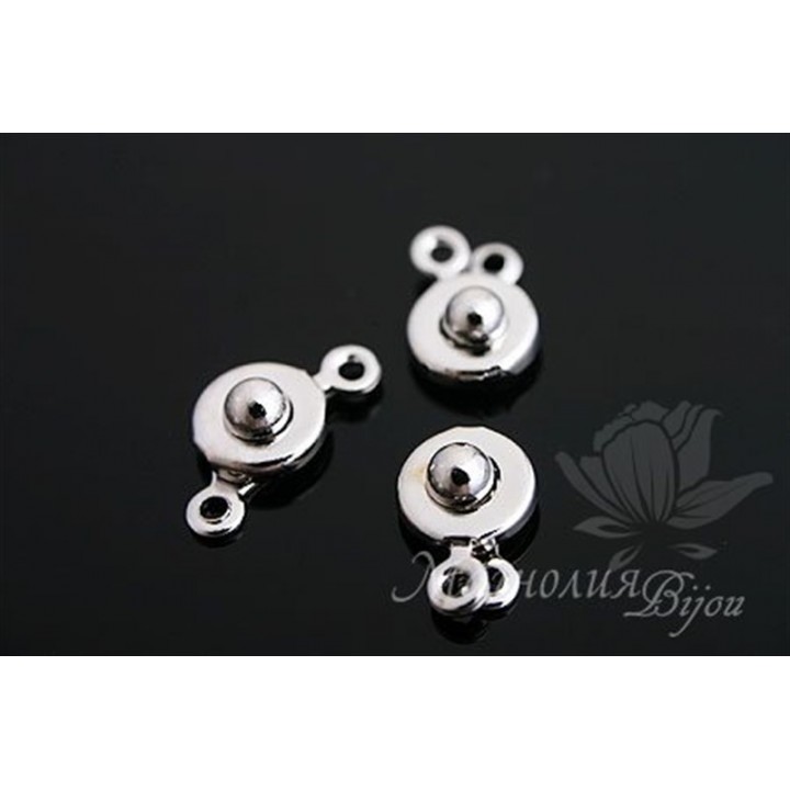 Замочек-кнопка 7мм, родиевое покрытие