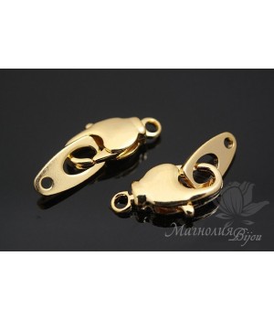 Карабин с петелькой 14мм, позолота 14 карат