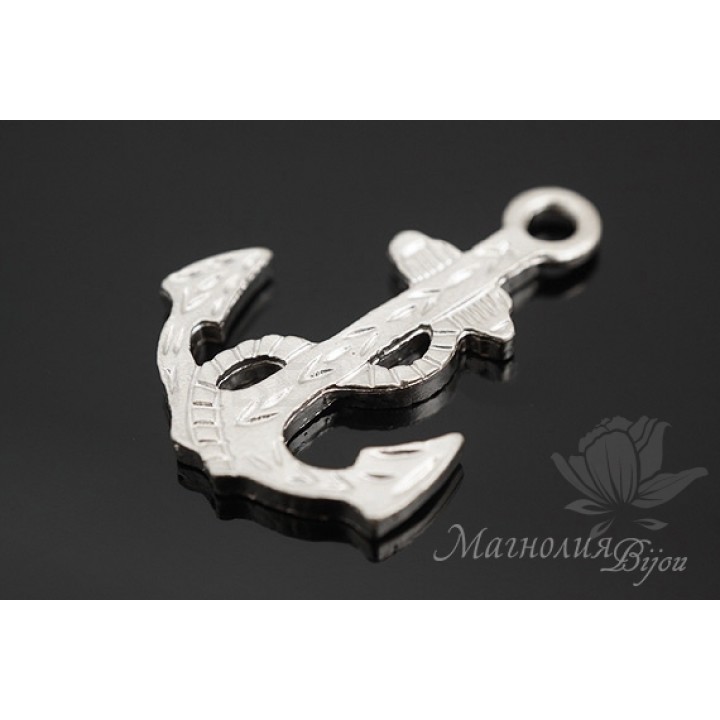 ПОДВЕСКА "Якорь", родиевое покрытие