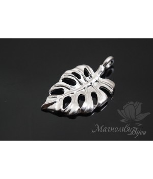 Подвеска "Монстера", родиевое покрытие