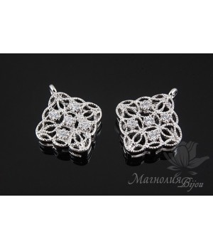 ПОДВЕСКА (коннектор) "Лейла", родиевое покрытие