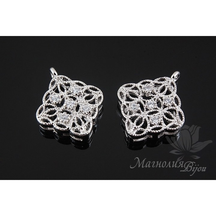 ПОДВЕСКА (коннектор) "Лейла", родиевое покрытие