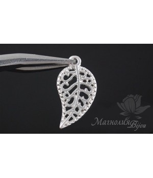 ПОДВЕСКА "Листочек" родиевое покрытие