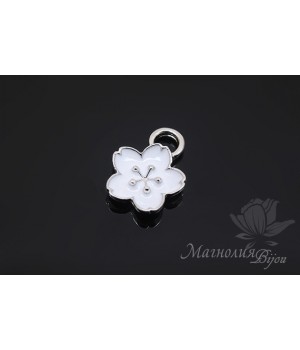 Подвеска "Цветочек эмаль", родиевое покрытие