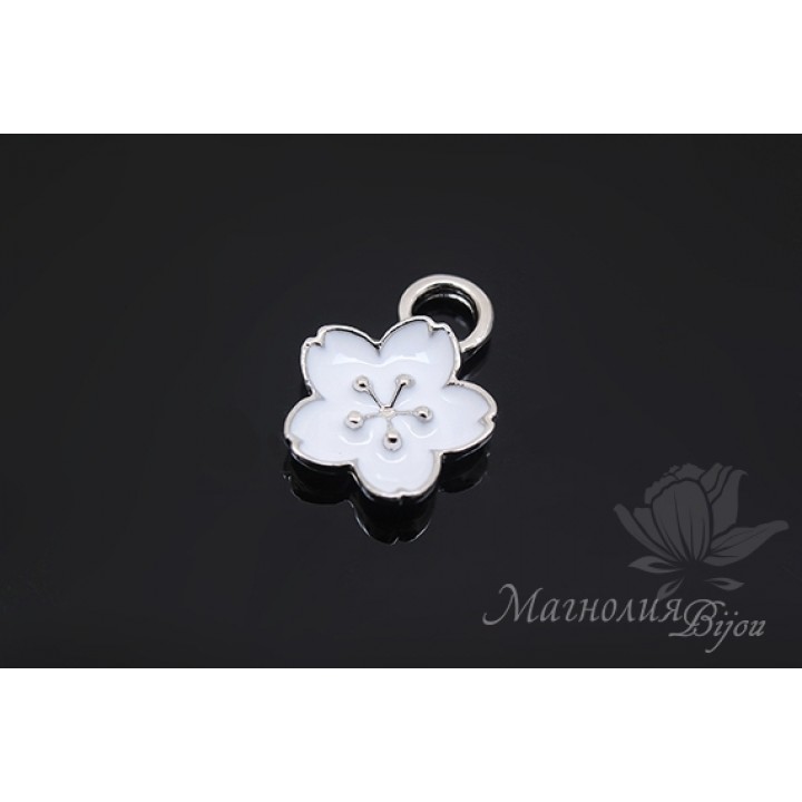 Подвеска "Цветочек эмаль", родиевое покрытие